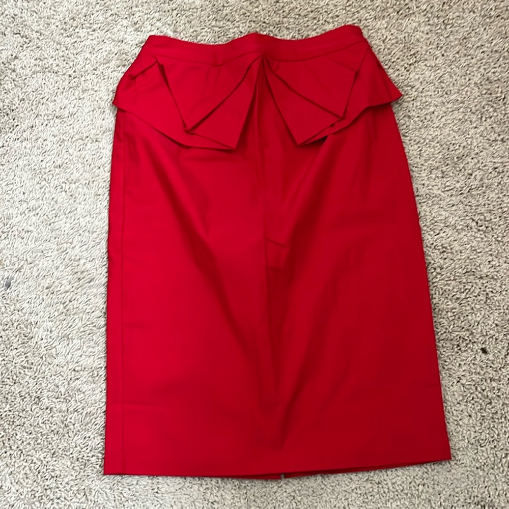 Red pencil skirt with peplum